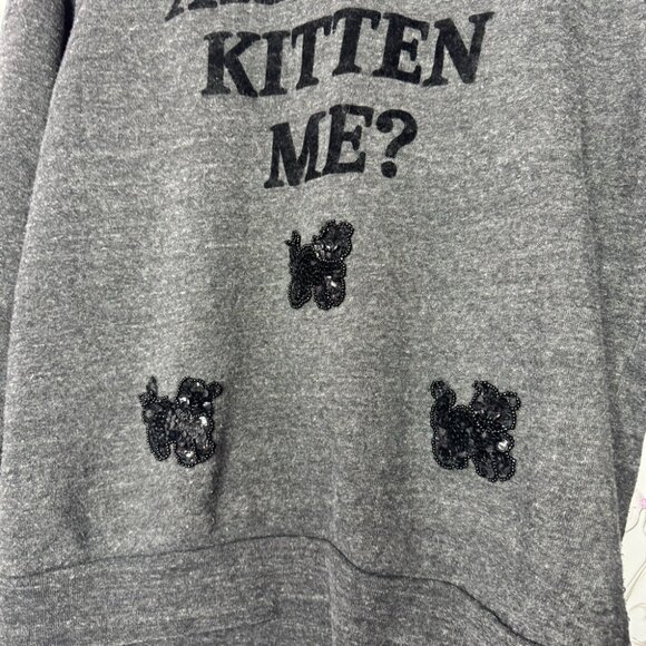 Bow & drape New York sweater are you kitten me with sequin bling embroidery - Picture 4 of 7